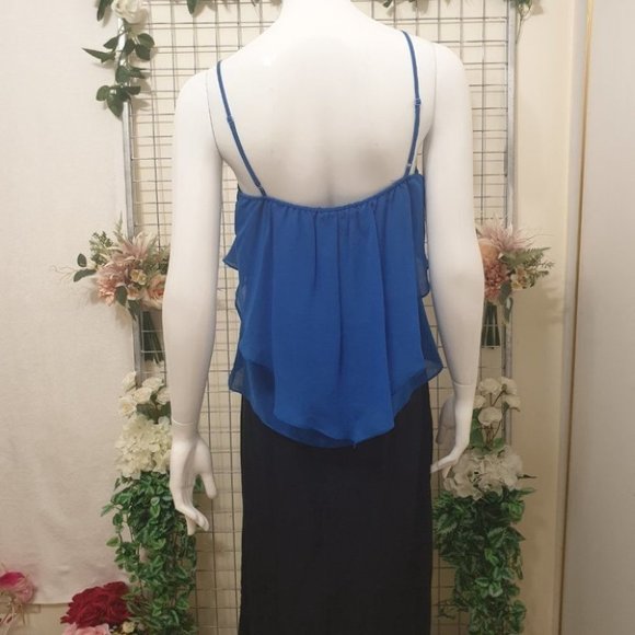FOREVER NEW Blue V-Neck Layered Flowy Top AU-8 w/ Adjustable Spaghetti Straps - Picture 13 of 15